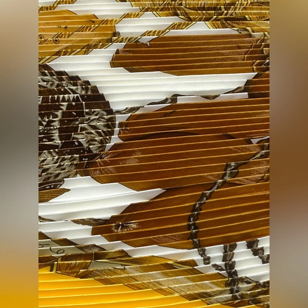 Hermes Plisse Silk Scarf Jardin Creole Carre 90 Pleaded Valerie Dawlat Dumoulin - Picture 10 of 16